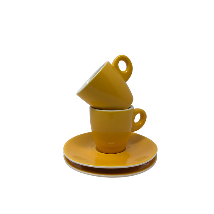 Cafés Richard Yellow Espresso Cups & Saucers - Set of 2