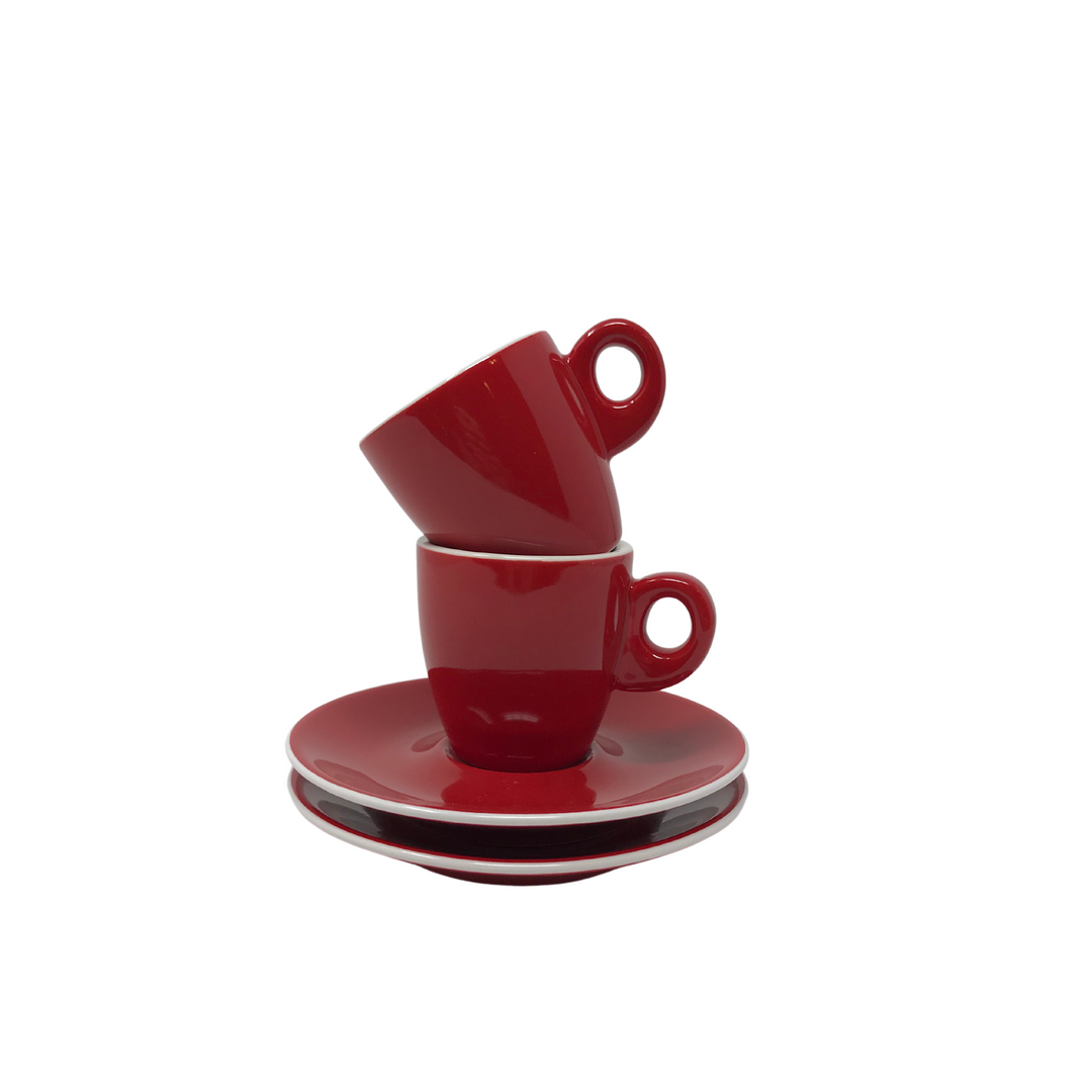 Cafés Richard Red Espresso Cups & Saucers - Set of 2