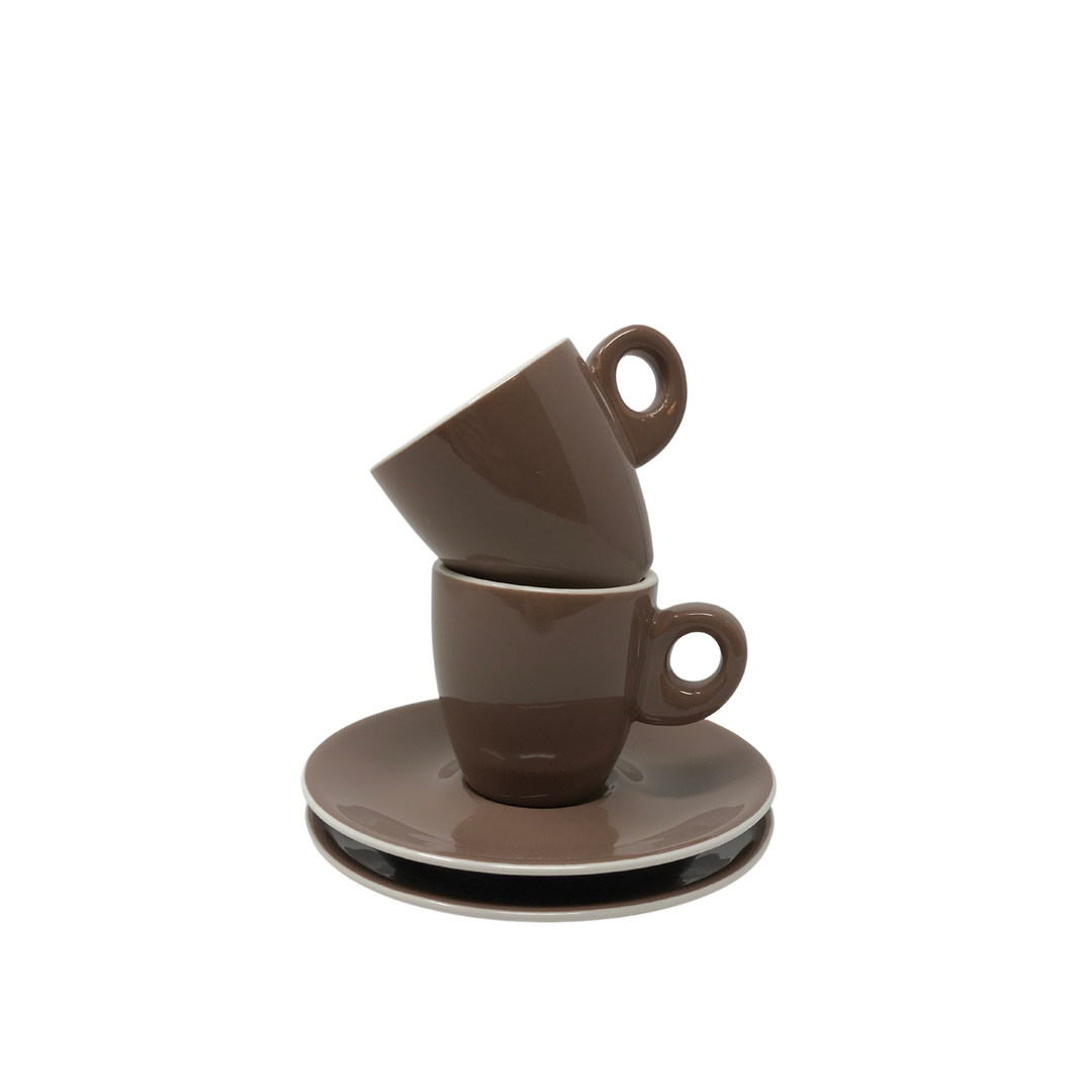 Cafés Richard Mocha (light brown) Espresso Cups & Saucers - set of 2