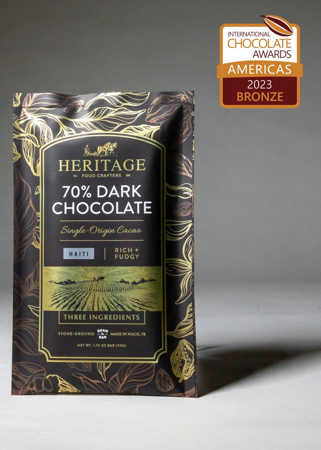 Heritage Food Crafters:  International Award Winning Haiti Dark Chocolate Bar 50g