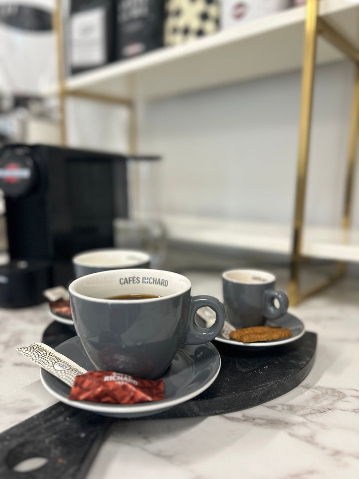 Grey Cappuccino Cups with Saucers (Set of 6)