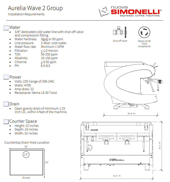 Espresso Machine:  Nuova Simonelli Aurelia Wave II 2-group