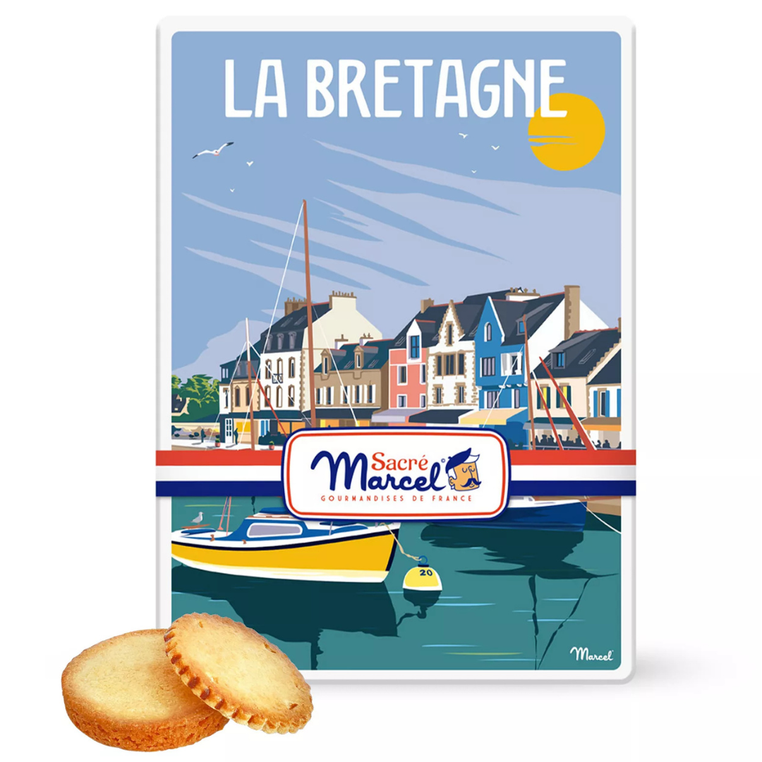 Boats!  Sacre Marcel Brittany Harbour Tin with Breton Butter Shortbreads, 5.2 oz.