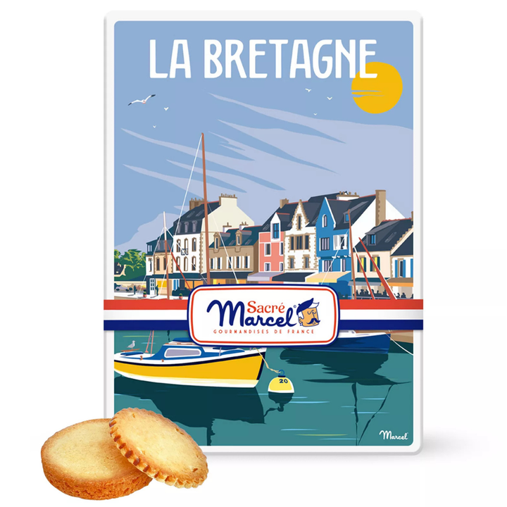 Boats!  Sacre Marcel Brittany Harbour Tin with Breton Butter Shortbreads, 5.2 oz.