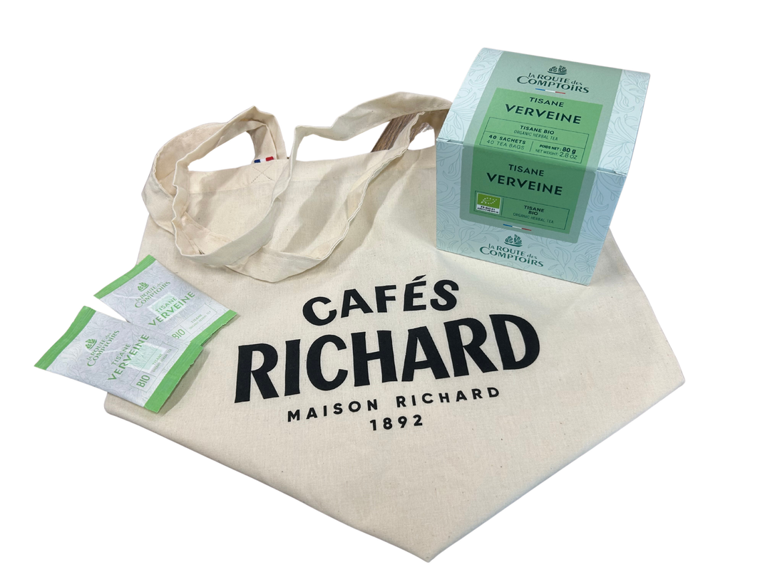 Gift Set: Verbena Herbal Tea, Rose Lychee White Tea &amp; Tote Bag