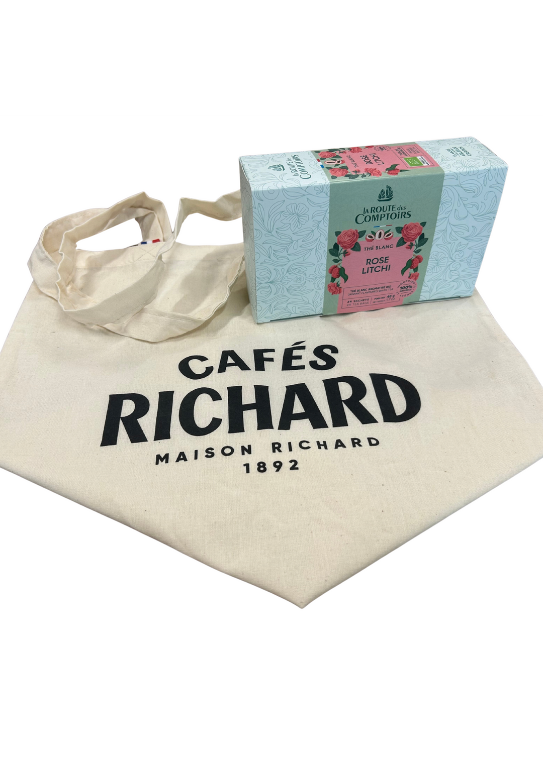 Gift Set: Verbena Herbal Tea, Rose Lychee White Tea &amp; Tote Bag
