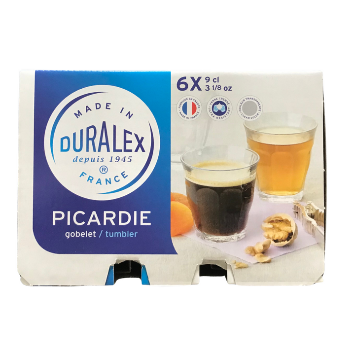 Small Duralex Picardie Glass Tumblers, 3.16 oz. (Set of 6), Espresso Drinks