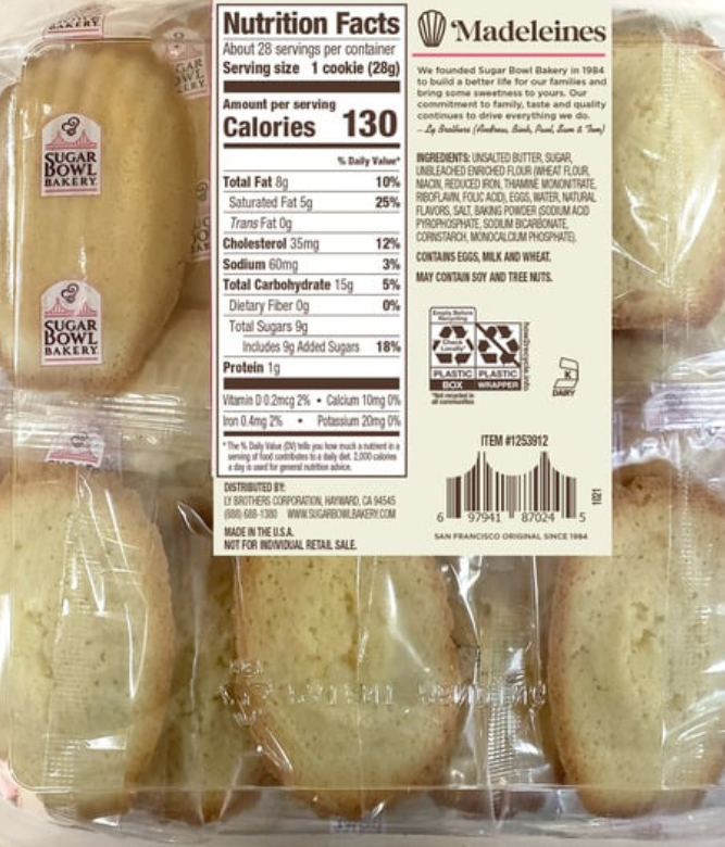 Sugar Bowl Bakery Madeleine Cookies