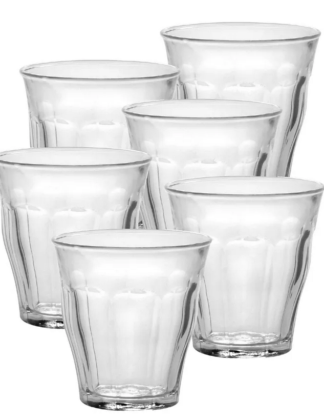 Small Duralex Picardie Glass Tumblers, 3.16 oz. (Set of 6), Espresso Drinks