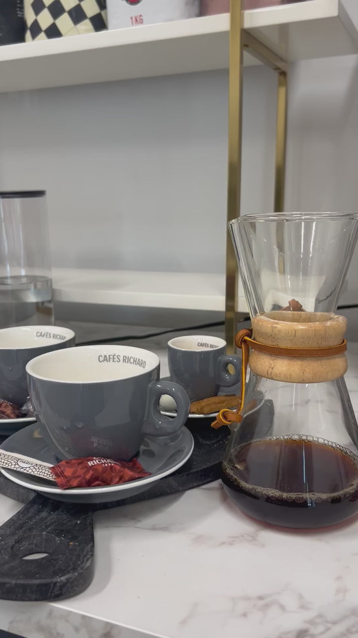 Grey Cappuccino Cups with Saucers (Set of 6)