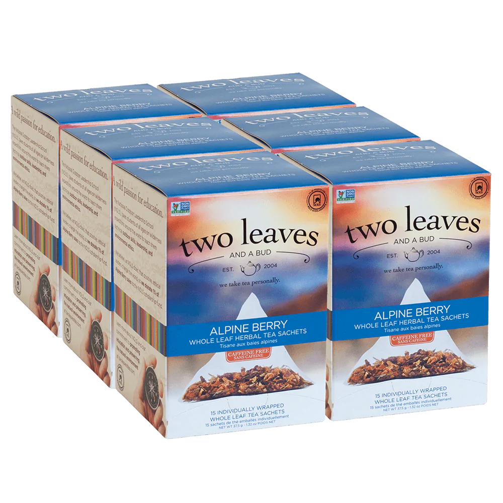 Two Leaves and A Bud Alpine Berry Herbal Tea -  6 boxes (90 sachets)