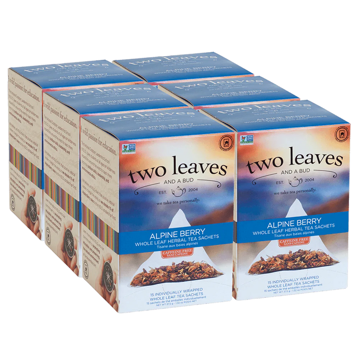 Two Leaves and A Bud Alpine Berry Herbal Tea -  6 boxes (90 sachets)