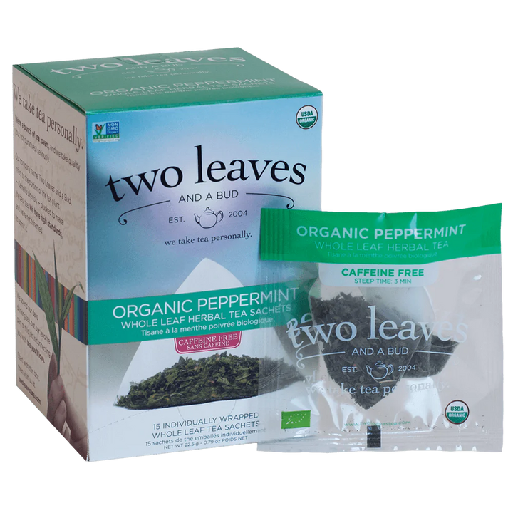 Two Leaves and A Bud Organic Herbal Peppermint - 6 boxes (90 sachets)