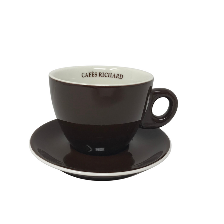 Cafés Richard Dark Brown Cappuccino Cup + Saucer