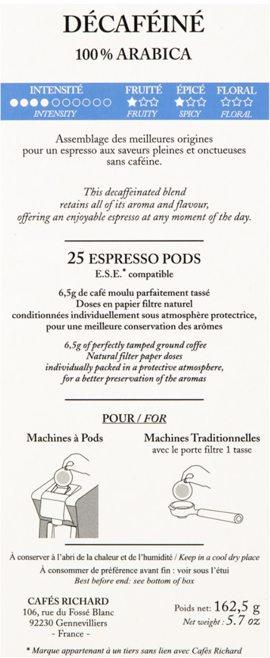 Decaffeinated Pods Case (100 ESE Pods)