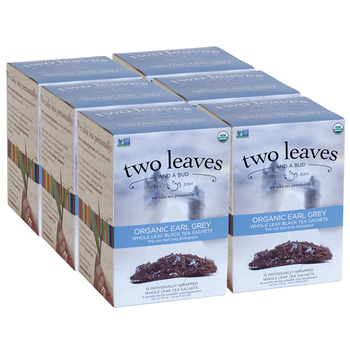 Two Leaves & A Bud Organic Earl Grey Tea - 6 boxes (90 sachets)